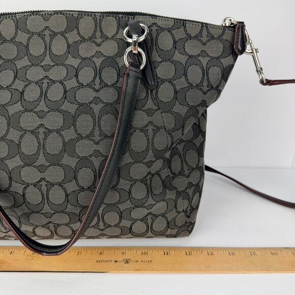 EUC Coach Kelsey Large Zip Signature Canvas Black/Grey Silver Satchel Purse - Picture 11 of 12